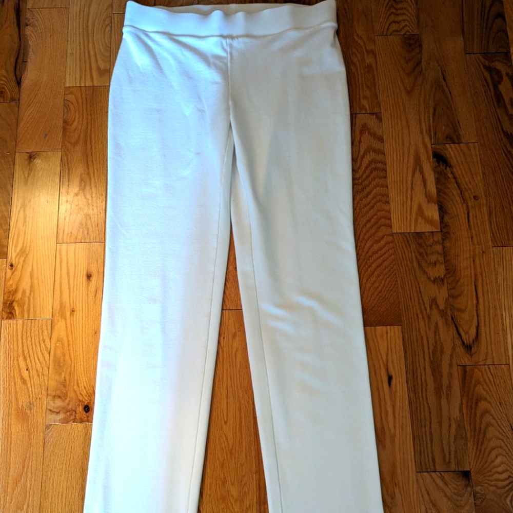 JJill white knit pull on slim leg pants